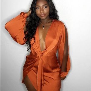 PLT Satin Wrap Dress